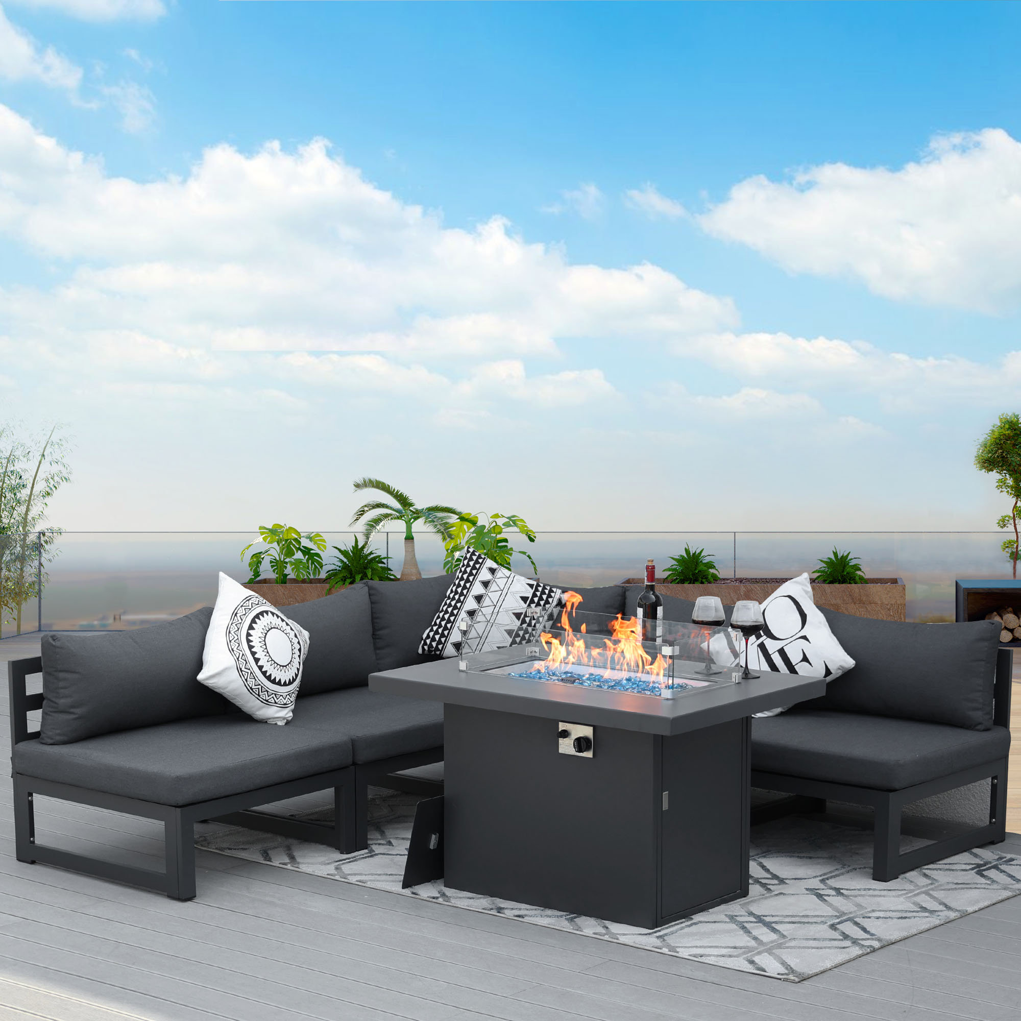 Latitude Run Piece Outdoor Aluminum Deep Seating Group With Cushions